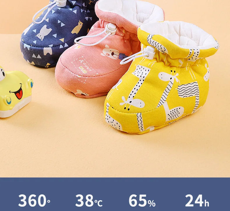 Newborn Baby Shoes for Boys Girls Winter Warm Thicken Plush Toddler Shoes Soft Sole Kids Short Booties Infant First Walker