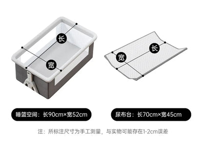 Baby Bed Crib Portable Bassinet Bedside Liftable Cradle Bed Playpen Newborn With Changing Table Storage Bag Mosquito Net