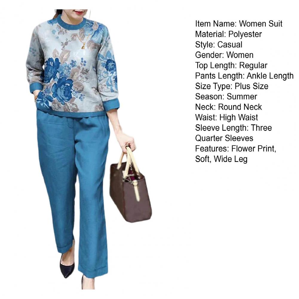 Summer Sets Large Silk Wide Leg Trouser Set Women's Spring 2026 New Print Silk Fashion Slim Two Piece Set Female Elegant
