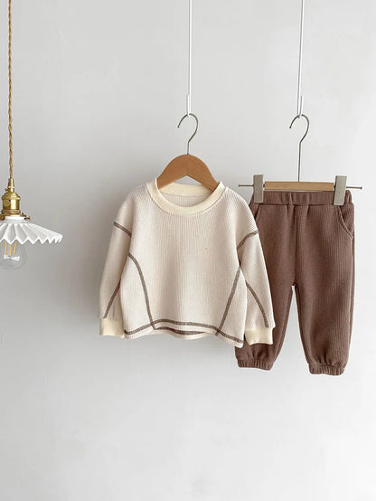 MILANCEL Spring Designer Kids Baby Clothes Casual Boys Suit Cool Infant Blouse And Pants2 PCs Waffle Clothing Set Outfits