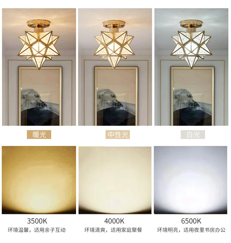 Lamps for Living Room Decor Five-pointed chandelier Modern Balcony Corridor Porch Fashion Network Red Star  Ceiling Light