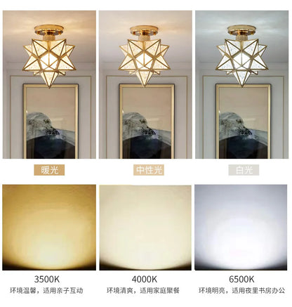 Lamps for Living Room Decor Five-pointed chandelier Modern Balcony Corridor Porch Fashion Network Red Star  Ceiling Light