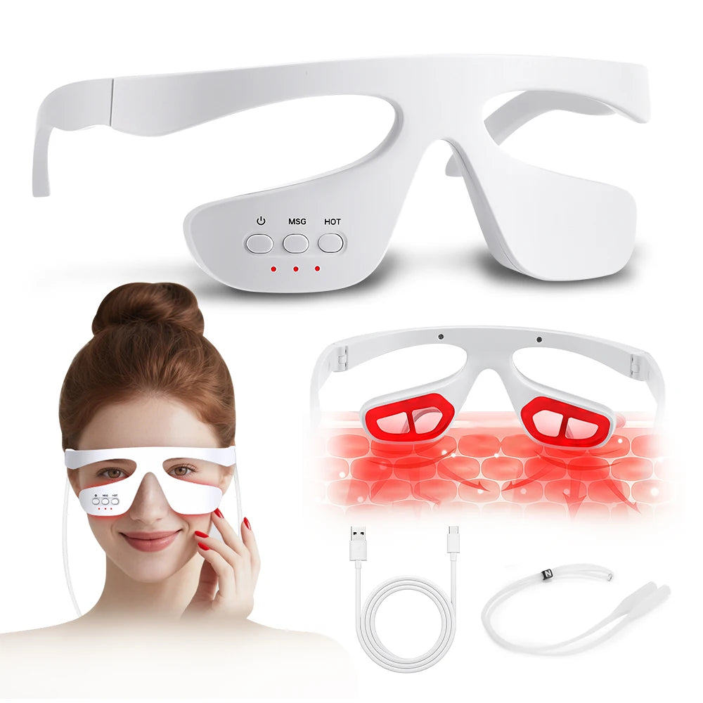 Electric 3D Eye Beauty Device with 3 Modes - Eye Vibrator Massage & 36 LED Light Therapy for Gentle Fatigue Relief And Dark Circ