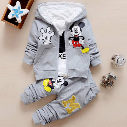 Baby Girls Boys Mickey Minnie Clothing Sets Spring Autumn Kids Outfits Hoodie +T-shirt + Pants Tracksuit Children Sport Suit