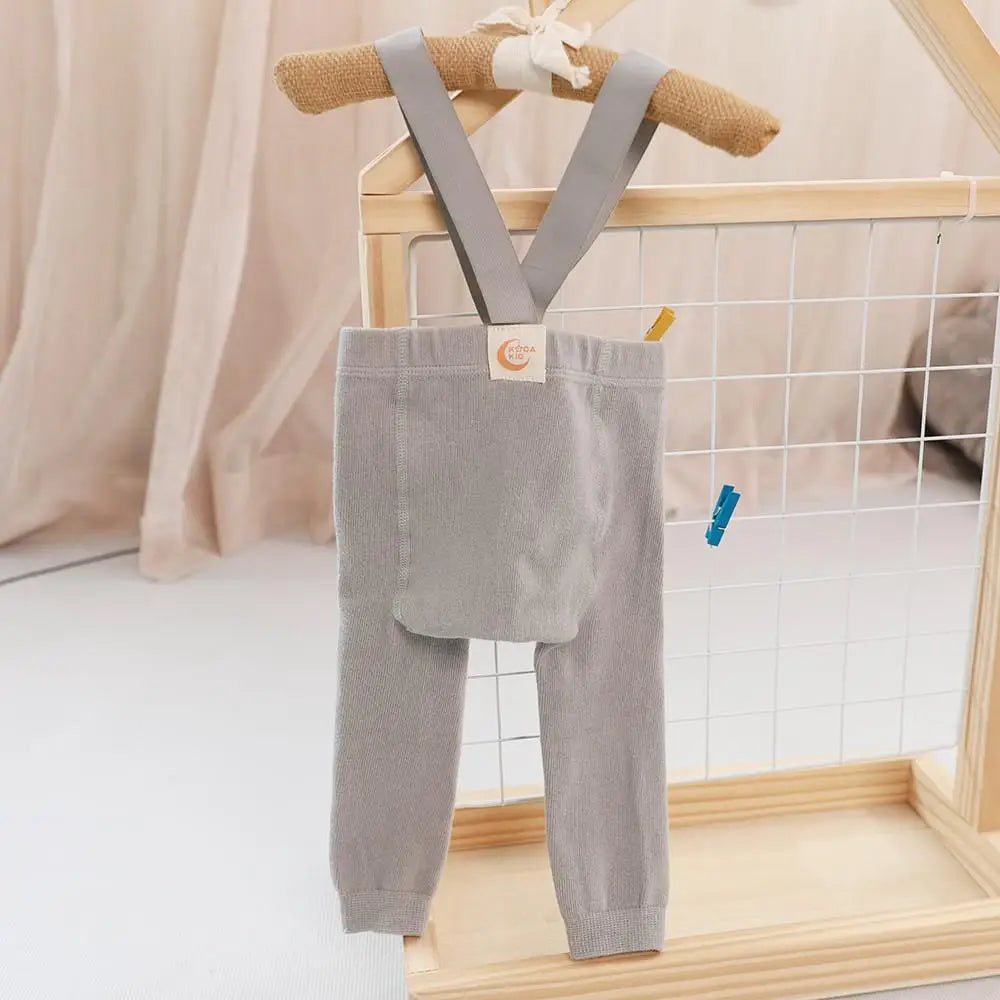 2025 Spring Fashion Boy Baby Solid High Waist Overalls Girl Children Cotton Leggings Infant Casual Suspenders Pants Kid Trousers