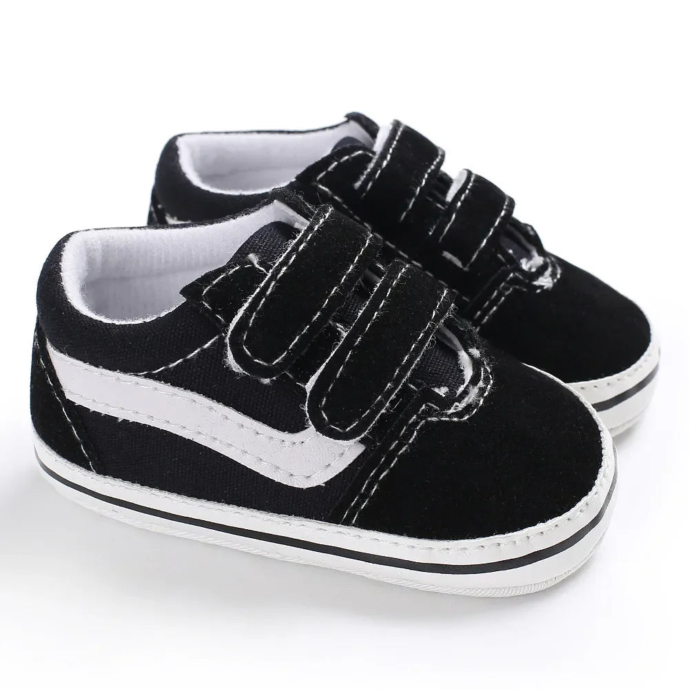 2025 Baby Canvas Sneakers Classic Stripes Casual Baby Boy Girl Shoes Anti-slip Soft First Walkers Infant Baby Unisex Shoes