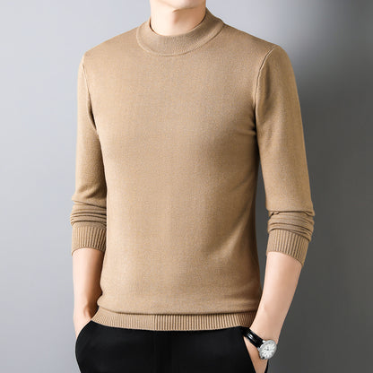 Half Turtleneck Knitwear Sweater New Autumn/Winter Mock Neck Sweatshirts Solid Color Pullovers Man Brand Casual Men's Clothing