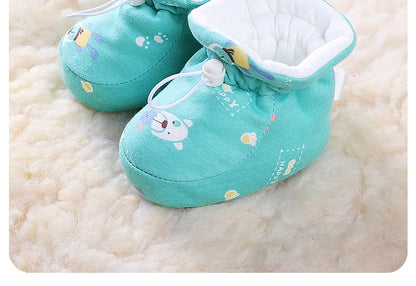 Newborn Baby Shoes for Boys Girls Winter Warm Thicken Plush Toddler Shoes Soft Sole Kids Short Booties Infant First Walker