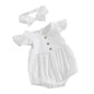 0 to18 Months Baby Girl Clothes White Romper Cute Newborn Clothes Cotton Linen Bodysuit Spring Infant Outfit Baby Items