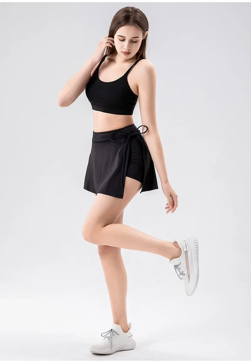 2025 Women Side Slit Sports Skirts Badminton Tennis Workout Skirt Golf Running Skirt Quick Drying Yoga Fitness Skirt Shorts