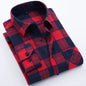 Men's Slim-fit Casual Brushed Flannel Contrast Plaid Shirt Single Patch Chest Pocket Comfortable Soft Long Sleeve Gingham Shirts