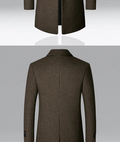 BROWON Brand Trench Coat Men Autumn and Winter New Solid Color Long Woolen Coat for Men Business Casual Windbreaker Men Clothing