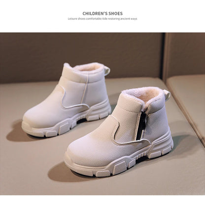 Girl's Snow Boot Winter Cotton Children's Shoes Outdoor Warm Plush Non-slip Simple Fashion Hard-wearing Boys Boots New Style