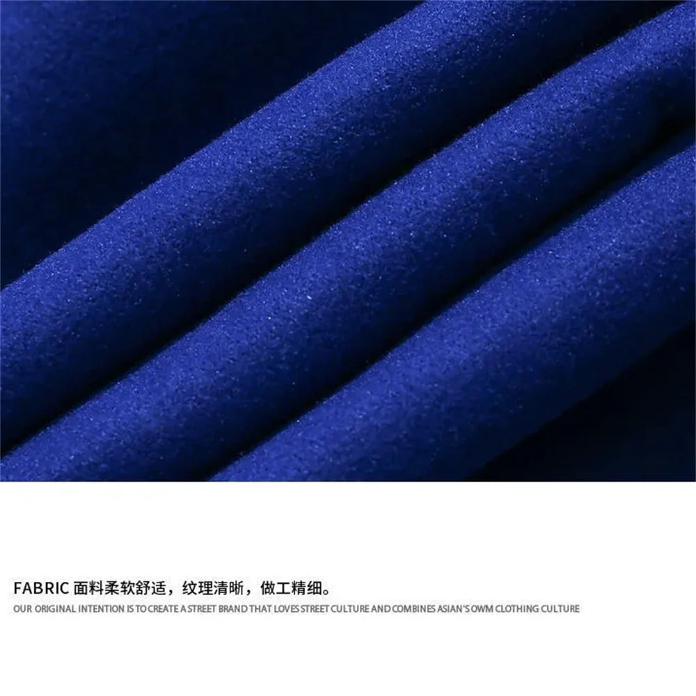 American Harajuku Blue Student Baseball Men's Coat Bomber Jacket fashion Spring Autumn Trend Hip Hop College Loose Casual Coat