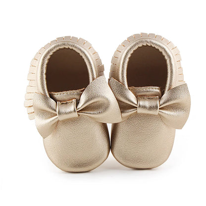 Meckior Baby Shoes Newborn Infant Boy Girl First Walker PU Sofe Sole Princess Bowknot Fringe Toddler Baby Crib Shoes Casual