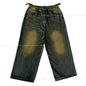 REDDACHiC Plus Size Green Wash Baggy Jeans Men Adjust-waist Wide Leg Casual Pants Vintage Y2k Trousers Biker Moto Streetwear