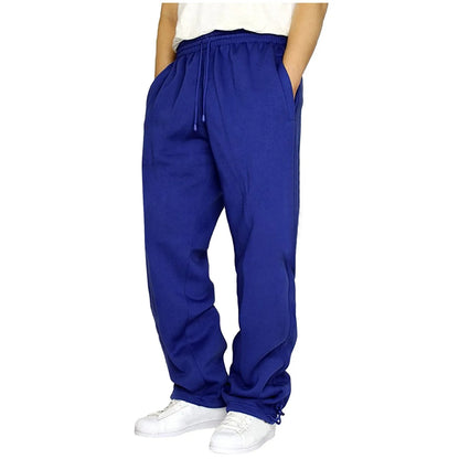 Black Plain Sweatpants Straight Leisure Workout Trousers Bottoms Baggy Men's Autumn Winter Trousers Sportswear Pantalone's