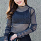 Women Daisy Print Lace Sheer Tops Sexy Tees Long Sleeve Thin Mesh Shirts Fashion Ladies Top 2026 Summer Sunscreen Blouse