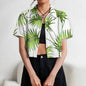 Women's Lapel Button Tank Tops Shirts Summer Casual Short Sleeve Shirts 3D Cherry Printed Women's Clothing Navel Exposed Shirts