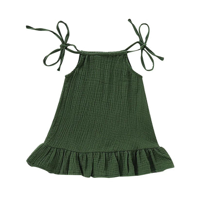 Summer Infant Baby Girl Dress Toddler Dress Muslin Cotton Sleeveless Ruffles Slip Dresses