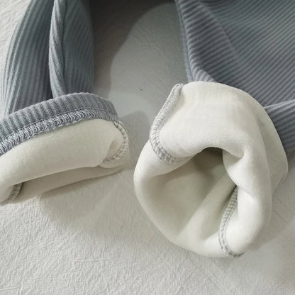 MILANCEL Baby Leggings Toddler High Waist Fleece Thermal Trousers Infant Solid Color Pants