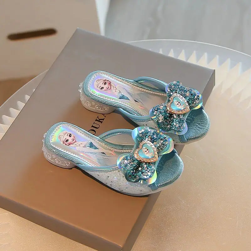 Disney Frozen Elsa Shoes For Girls Children Cartoon Princess Flats Kids Beach Home Shoes Inside Outside Slippers Size 26-36