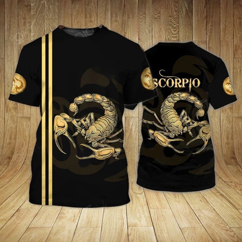 Animal Men's T Shirt Summer Short Sleeve Scorpion 3D Print Funny T-Shirts Fashion Casual Male Sport shirt Oversized Men's Clothing