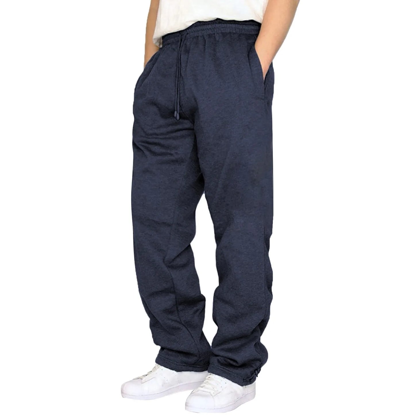 Black Plain Sweatpants Straight Leisure Workout Trousers Bottoms Baggy Men's Autumn Winter Trousers Sportswear Pantalone's