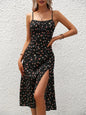 2026 Summer Sexy Spaghetti Straps Dress Women Fashion Polka Dot Print Sleeveless Slit Dress Boho Casual Beach Midi Dresses