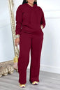 Women Sport Two Piece Outfit Winter Casual 2 Piece Set Hoodies Tops Wide Leg Pants Set Women Tracksuit