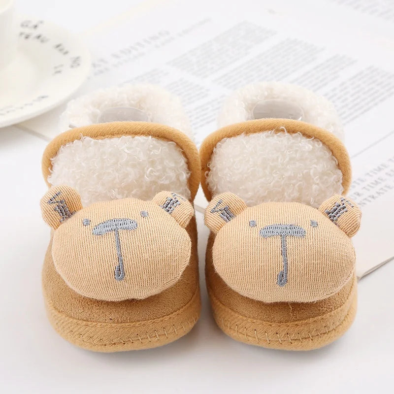 Winter Newborn Baby Boots Shoes Cute Cartoon Boy Girl Toddler Plush Snow Booties Warm Infant Crib Shoes Infant First Walkers