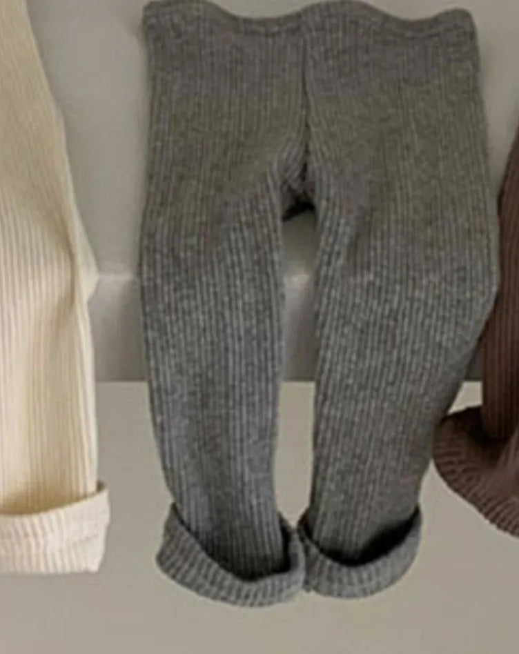 Baby Clothing 2025 Autumn Boys and Girls Simple Style Leggings Solid Color All Match Knitted Elastic Waist Casual Simple Pants