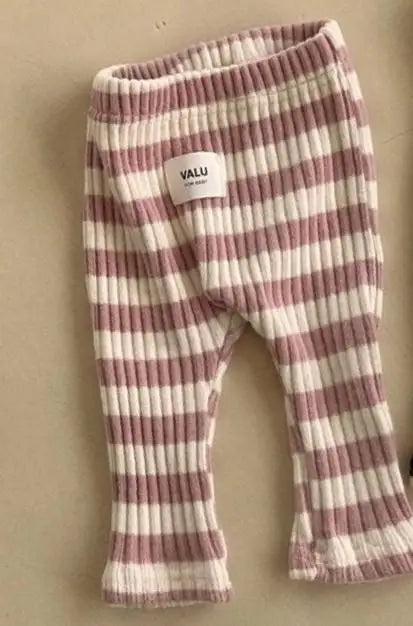 Autumn Winter Children Ribbed Striped Thick Warm Leggings Girl Baby Cotton Casual Pants Boy Infant Fashion Trousers Kid Clothes