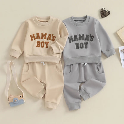 2025 Lorrainian 0-3Y Newborn Toddler Baby Boy Fall Winter Outfits Letter Crewneck Sweatshirt Casual Pants Set 2Pcs Clothes