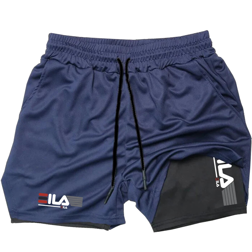 2026 New Men's Running Fitness Shorts 2 in 1 Double Layer Sports Shorts Sportswear Gym Fitness Shorts Training Jogging Pants Men