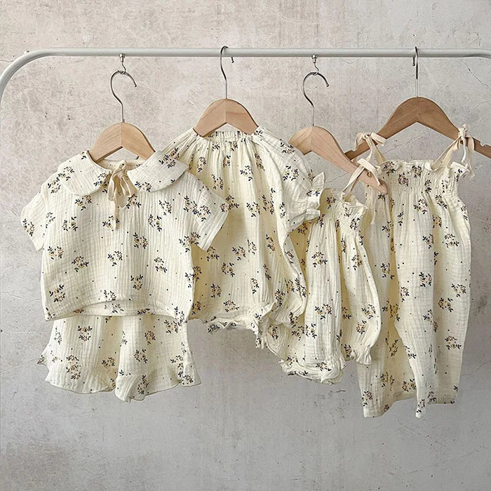 Korean Style Children Clothing Set Short Sleeved Cotton Printed T-Shirt+ Shorts Newborn Baby Girls Clothing Suit For Summer