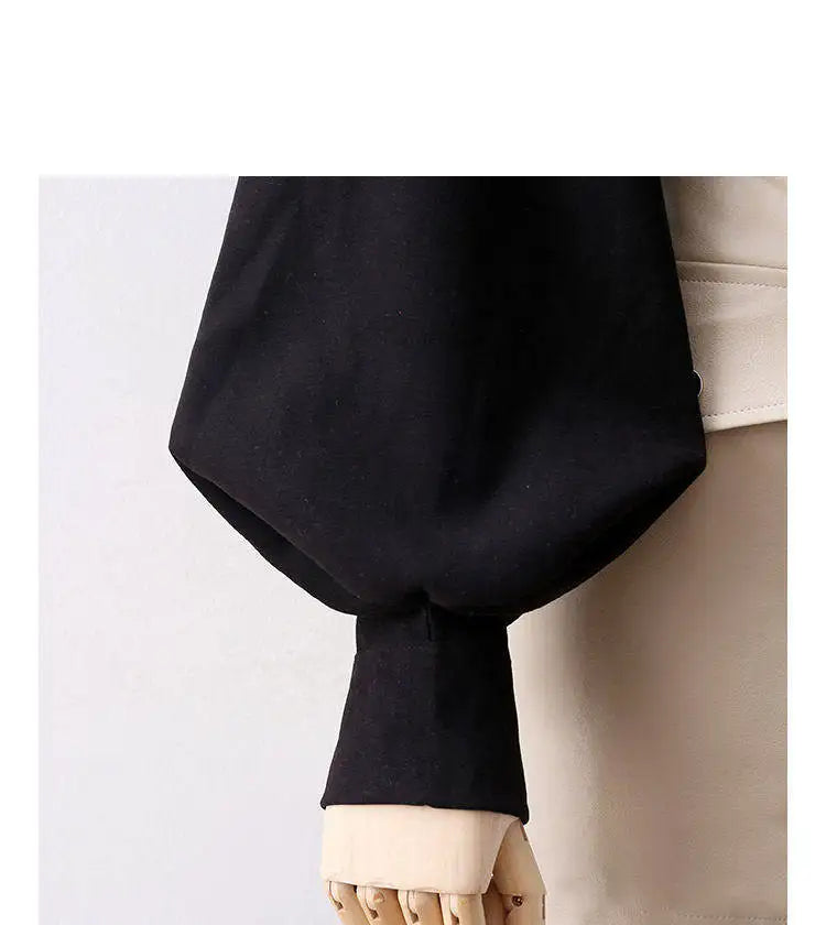 Lantern Sleeves Vintage Shirts Women Elegant White Women's Blouse with Lush Sleeves 2026 Fashion Button Up Shirt Black dropship