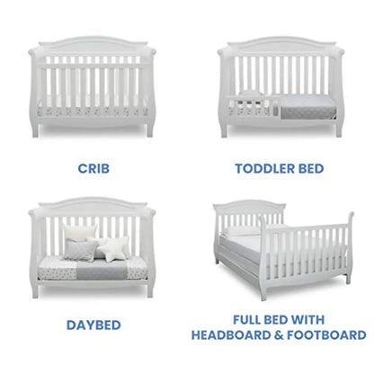 Convertible 4-in-1 Baby Crib Bianca White Toddler Daybed Full Size Rails Solid Pine Wood JPMA Certified Nursery Collection