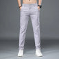 KUBRO Korean Style Cotton Soft Elastic Slim Straight Trousers Summer Thin Office Fashion Versatile Men's Business Casual Pants