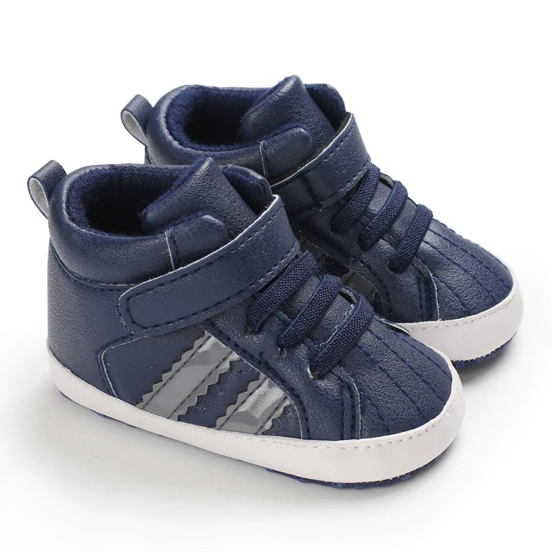 Lucky Blue Newborn Infant Toddler Boy Girl Casual Breathable Soft Cloth Bottom  Anti-slip PU Leather First Walkers Canvas Shoes