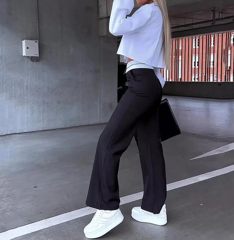 Office Lady Women's Pant Sets 2 Pieces New Holiday Style Short Blazers Coat + Straight Pants Suit 2024 Spring Women's Outfits