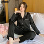 Women Casual Luxury Pajamas Thin Pajamas Female Sleepwear New Elegant Ladies Faux Silk Polyester Dots Pajama Sets Sexy Home wear