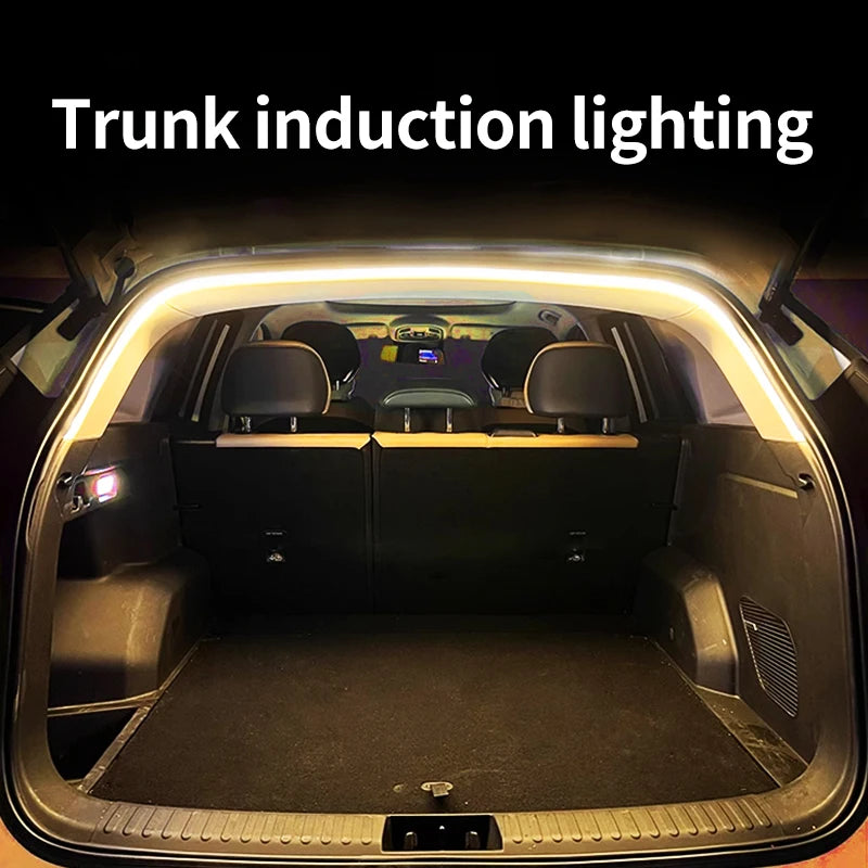 Car high brightness trunk lighting ambient light interior decoration LED wiring free automatic sensing tailgate light strip