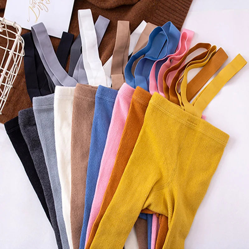 Baby Cute Knitted Tights Boys Girls Pantyhose Casual Suspender Tights Infant Toddler Autumn Spring Leggings Solid Color Clothing