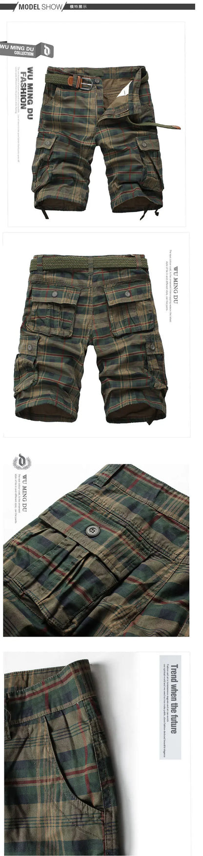 2025 Summer new men's cargo shorts men's large size fashion casual plaid Shorts