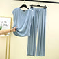 Modal Home wear 2pcs set V-Neck T-shirt sleeveless and Pants summer women's Loose sleepwear suits Solid color Casual Pajamas sets