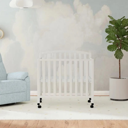 Folding Portable 3-in-1 Convertible Mini Crib and Twin Bed in White, Greengard Gold Certified