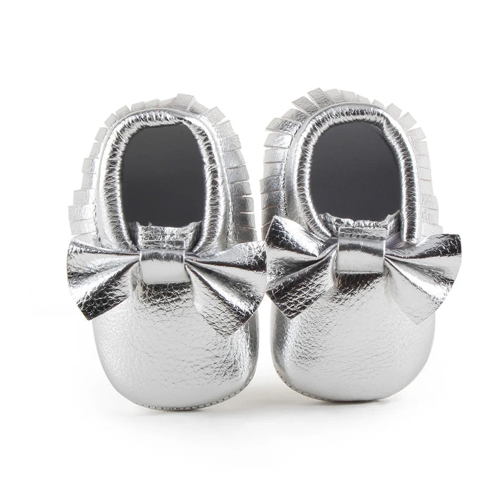Meckior Baby Shoes Newborn Infant Boy Girl First Walker PU Sofe Sole Princess Bowknot Fringe Toddler Baby Crib Shoes Casual