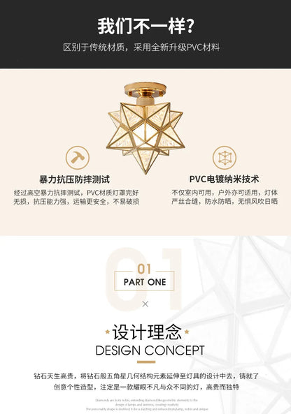 Lamps for Living Room Decor Five-pointed chandelier Modern Balcony Corridor Porch Fashion Network Red Star  Ceiling Light