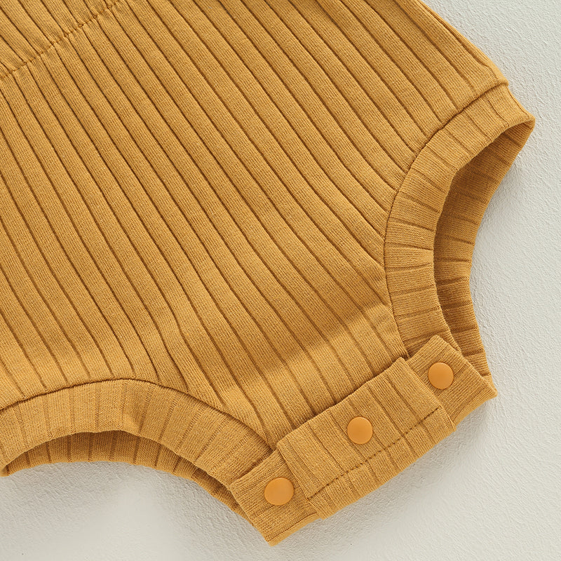 Newborn Baby Girl Clothes Solid Color Ribbed Knit Short Sleeve Romper Bodysuit Jumpsuit with Headband Summer Outfit